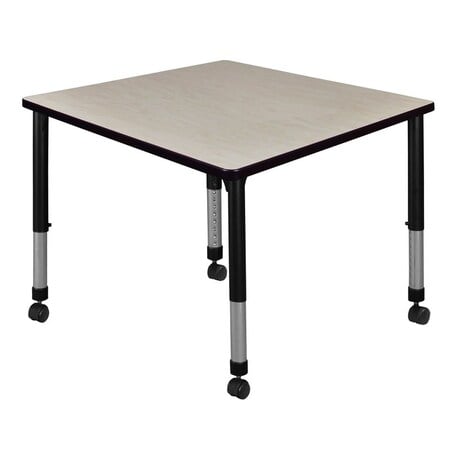 Square Mobile Tables, 42 W, 42 L, 23-34 H, Wood, Metal, Maple MPN:TB4242PLAPCBK