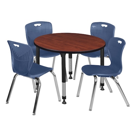 Tables > Height Adjustable > Round Table & Chair Sets, 42 W, 42 L, 23-34 H, Cherry MPN:TB42RNDCHAPBK40NV