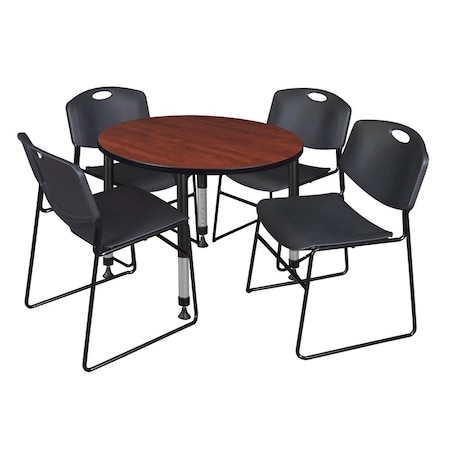 Tables > Height Adjustable > Round Table & Chair Sets, 42 W, 42 L, 23-34 H, Cherry MPN:TB42RNDCHAPBK44BK