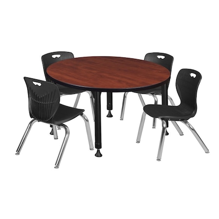 Tables > Height Adjustable > Round Table & Chair Sets, 42 W, 42 L, 23-34 H, Cherry MPN:TB42RNDCHAPBK45BK