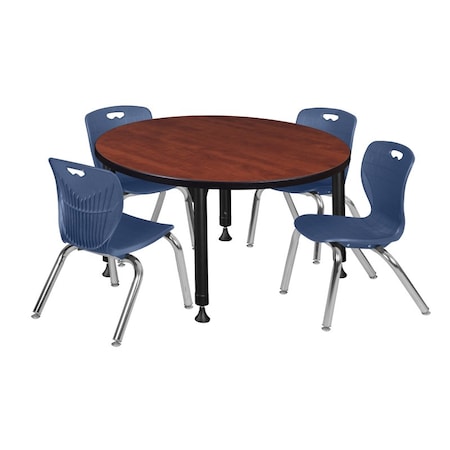Tables > Height Adjustable > Round Table & Chair Sets, 42 W, 42 L, 23-34 H, Cherry MPN:TB42RNDCHAPBK45NV