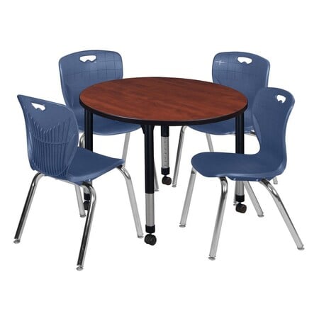 Tables > Height Adjustable > Round Mobile Table & Chair Sets, 42 W, 42 L, 23-34 H, Cherry MPN:TB42RNDCHAPCBK40NV