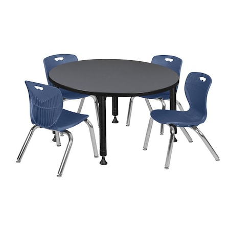 Tables > Height Adjustable > Round Table & Chair Sets, 42 W, 42 L, 23-34 H, Grey MPN:TB42RNDGYAPBK45NV