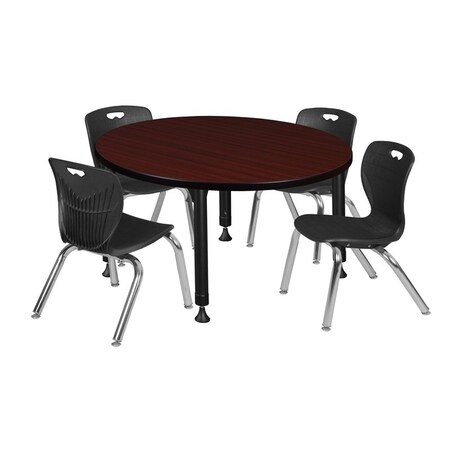 Tables > Height Adjustable > Round Table & Chair Sets, 42 W, 42 L, 23-34 H, Mahogany MPN:TB42RNDMHAPBK45BK