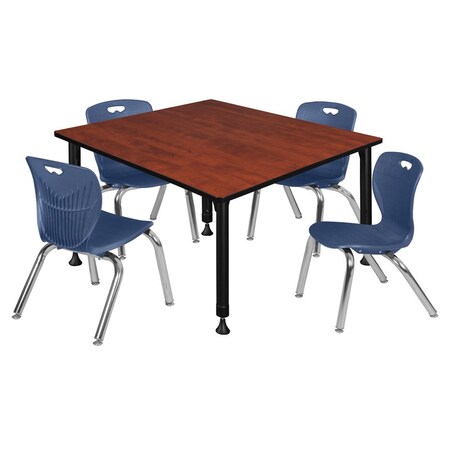 Tables > Height Adjustable > Square Table & Chair Sets, 48 W, 48 L, 23-34 H, Cherry MPN:TB4848CHAPBK45NV