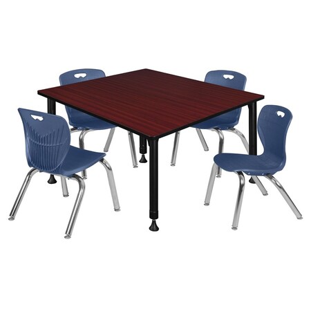 Tables > Height Adjustable > Square Table & Chair Sets, 48 W, 48 L, 23-34 H, Mahogany MPN:TB4848MHAPBK45NV