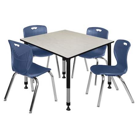 Tables > Height Adjustable > Square Table & Chair Sets, 48 W, 48 L, 23-34 H, Maple MPN:TB4848PLAPBK40NV