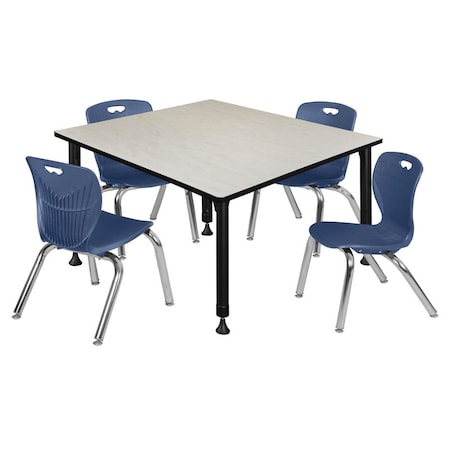 Tables > Height Adjustable > Square Table & Chair Sets, 48 W, 48 L, 23-34 H, Maple MPN:TB4848PLAPBK45NV