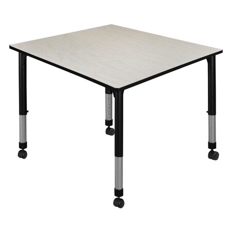 Square Mobile Tables, 48 W, 48 L, 23-34 H, Wood, Metal, Maple MPN:TB4848PLAPCBK