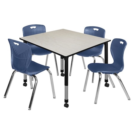 Tables > Height Adjustable > Square Mobile Table & Chair Sets, 48 W, 48 L, 23-34 H, Maple MPN:TB4848PLAPCBK40NV