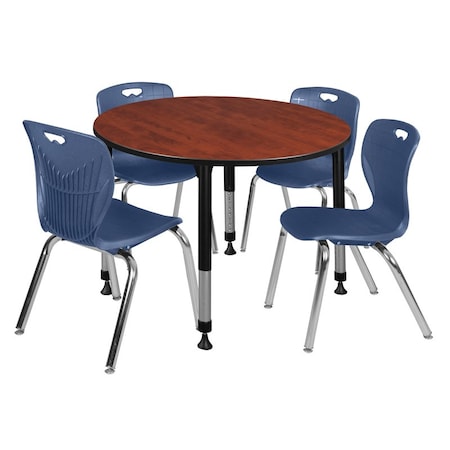 Tables > Height Adjustable > Round Table & Chair Sets, 48 W, 48 L, 23-34 H, Cherry MPN:TB48RNDCHAPBK40NV
