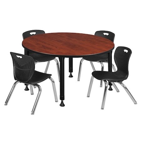 Tables > Height Adjustable > Round Table & Chair Sets, 48 W, 48 L, 23-34 H, Cherry MPN:TB48RNDCHAPBK45BK