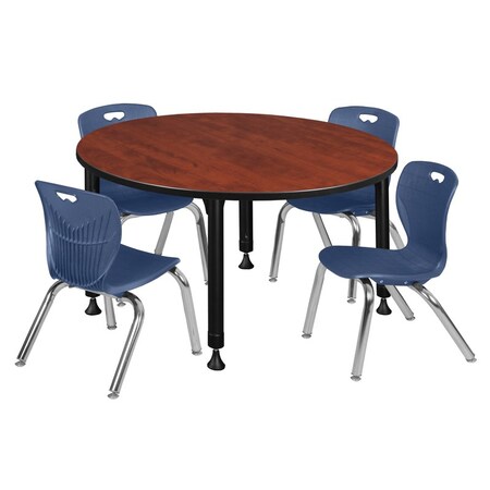 Tables > Height Adjustable > Round Table & Chair Sets, 48 W, 48 L, 23-34 H, Cherry MPN:TB48RNDCHAPBK45NV