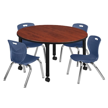Tables > Height Adjustable > Round Mobile Table & Chair Sets, 48 W, 48 L, 23-34 H, Cherry MPN:TB48RNDCHAPCBK45NV