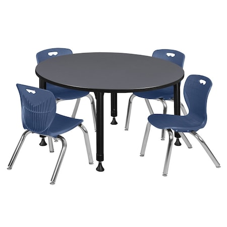 Tables > Height Adjustable > Round Table & Chair Sets, 48 W, 48 L, 23-34 H, Grey MPN:TB48RNDGYAPBK45NV