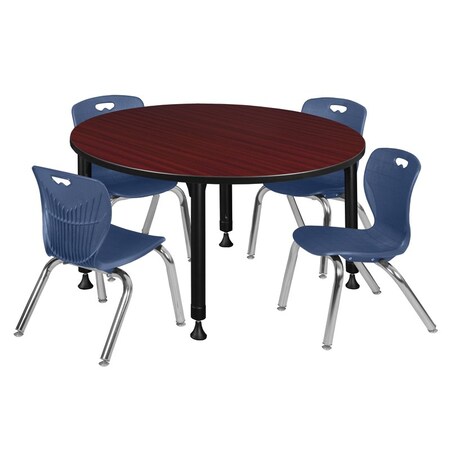 Tables > Height Adjustable > Round Table & Chair Sets, 48 W, 48 L, 23-34 H, Mahogany MPN:TB48RNDMHAPBK45NV