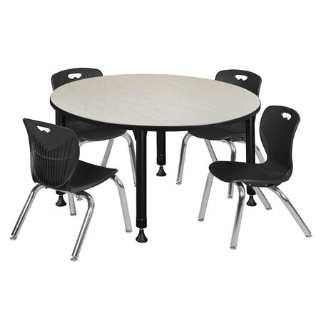 Tables > Height Adjustable > Round Table & Chair Sets, 48 W, 48 L, 23-34 H, Maple MPN:TB48RNDPLAPBK45BK