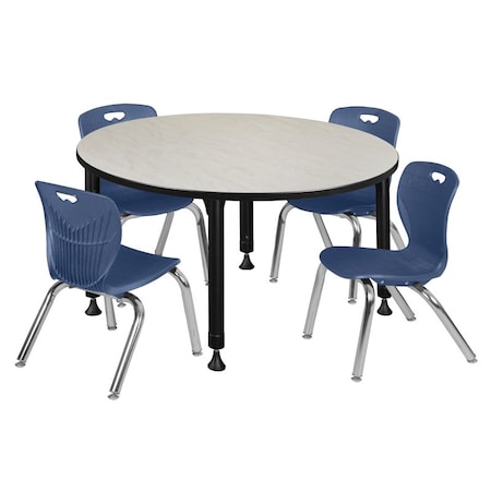 Tables > Height Adjustable > Round Table & Chair Sets, 48 W, 48 L, 23-34 H, Maple MPN:TB48RNDPLAPBK45NV