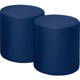 Regency® Logan Round Vinyl Ottoman Naval Blue Set of 2 N6262NB2PK