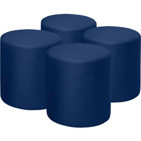 Regency® Logan Round Vinyl Ottoman Naval Blue Set of 4 N6262NB4PK