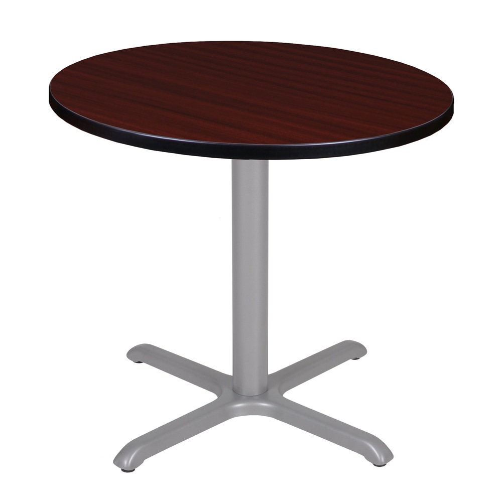 Regency Cain Round X-Base Breakroom Table, 29inH x 30inW x 30inD, Mahogany/Mocha Walnut, TB30RNDMHGY MPN:TB30RNDMHGY