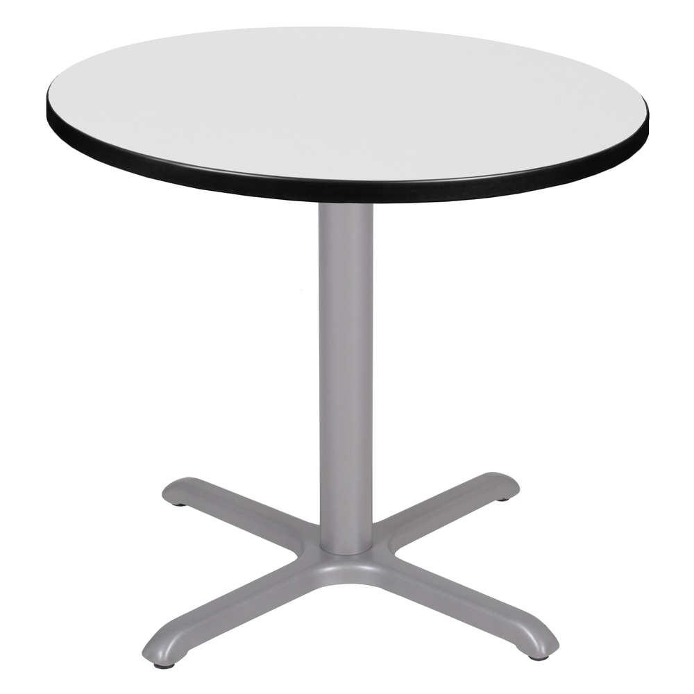 Regency Cain Round X-Base Breakroom Table, 29inH x 30inW x 30inD, White/Ash Gray/Gray MPN:TB30RNDWHGY
