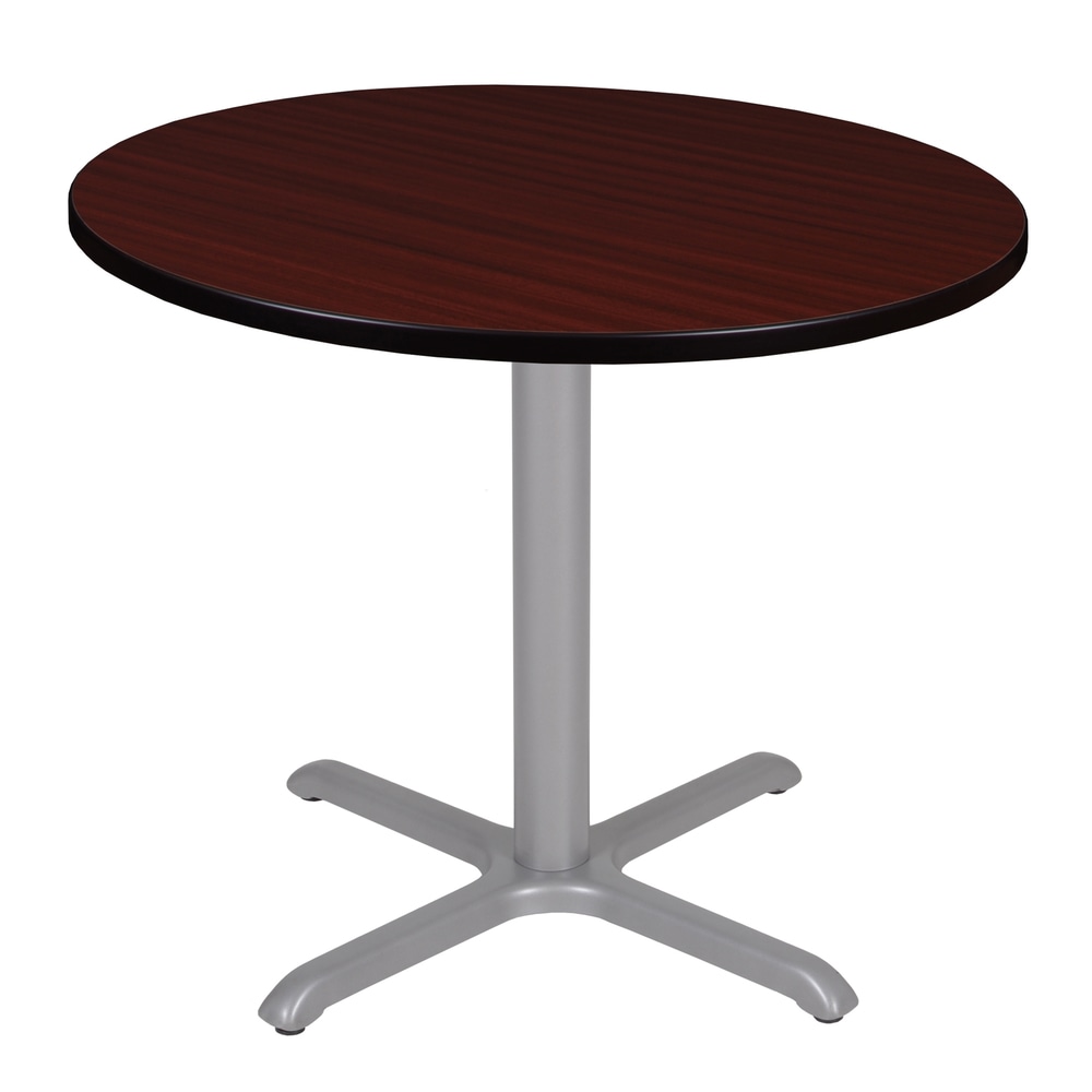 Regency Cain Round X-Base Breakroom Table, 29inH x 42inW x 42inD, Mahogany/Gray MPN:TB42RNDMHGY