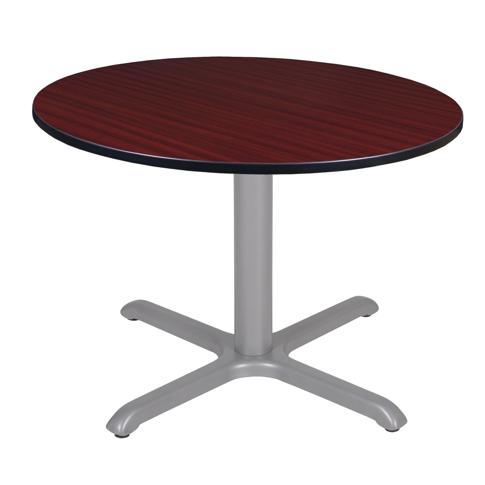 Regency Cain Round X-Base Breakroom Table, 29inH x 48inW x 48inD, Mahogany/Gray MPN:TB48RNDMHGY