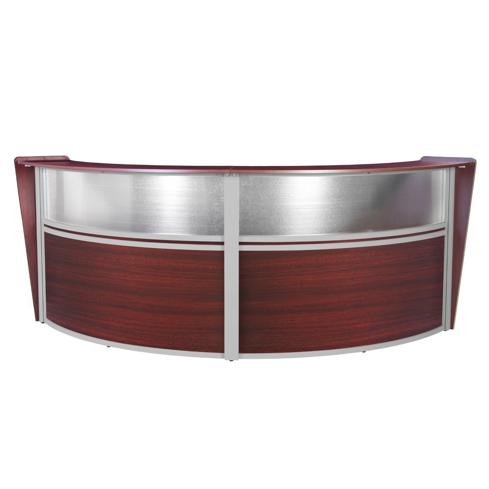 Regency Marque 125inW Double-Unit Curved Reception Desk Workstation, Mahogany MPN:77312MH