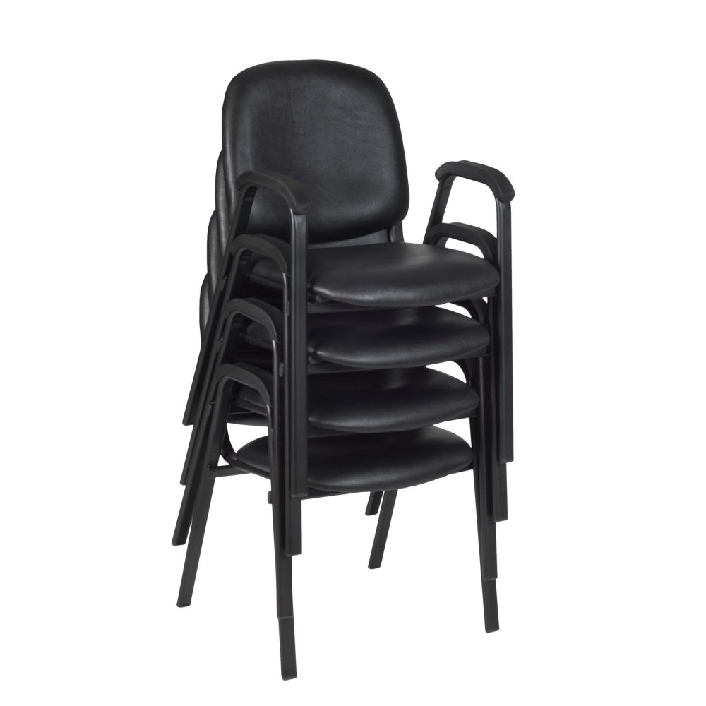 Regency Ace Vinyl Stacking Chairs With Arms, Black, Pack Of 4 Chairs MPN:2125LBK4PK