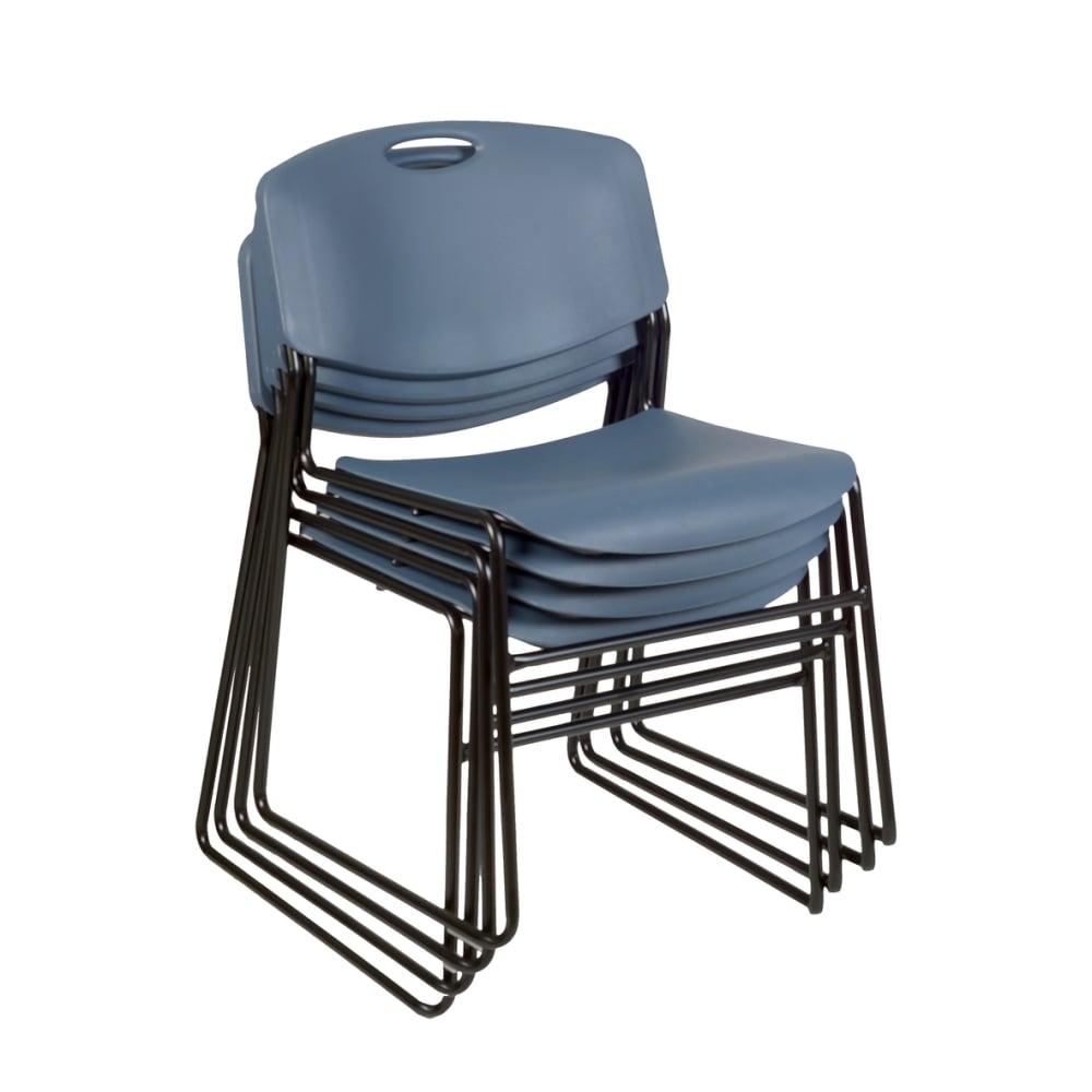 Regency Zeng Polyurethane Armless Stacking Chairs, Black/Blue, Pack Of 4 Chairs MPN:4400BE4PK