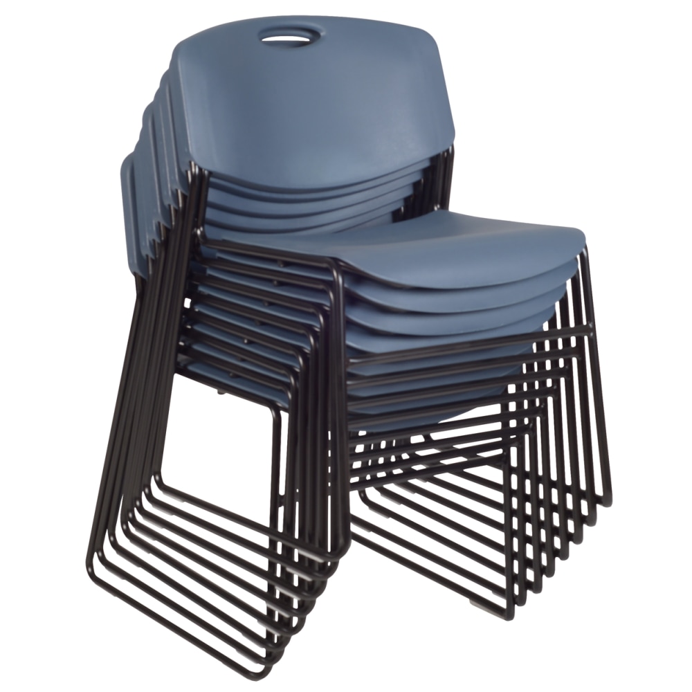 Regency Zeng Polyurethane Armless Stacking Chairs, Black/Blue, Pack Of 8 Chairs MPN:4400BE8PK