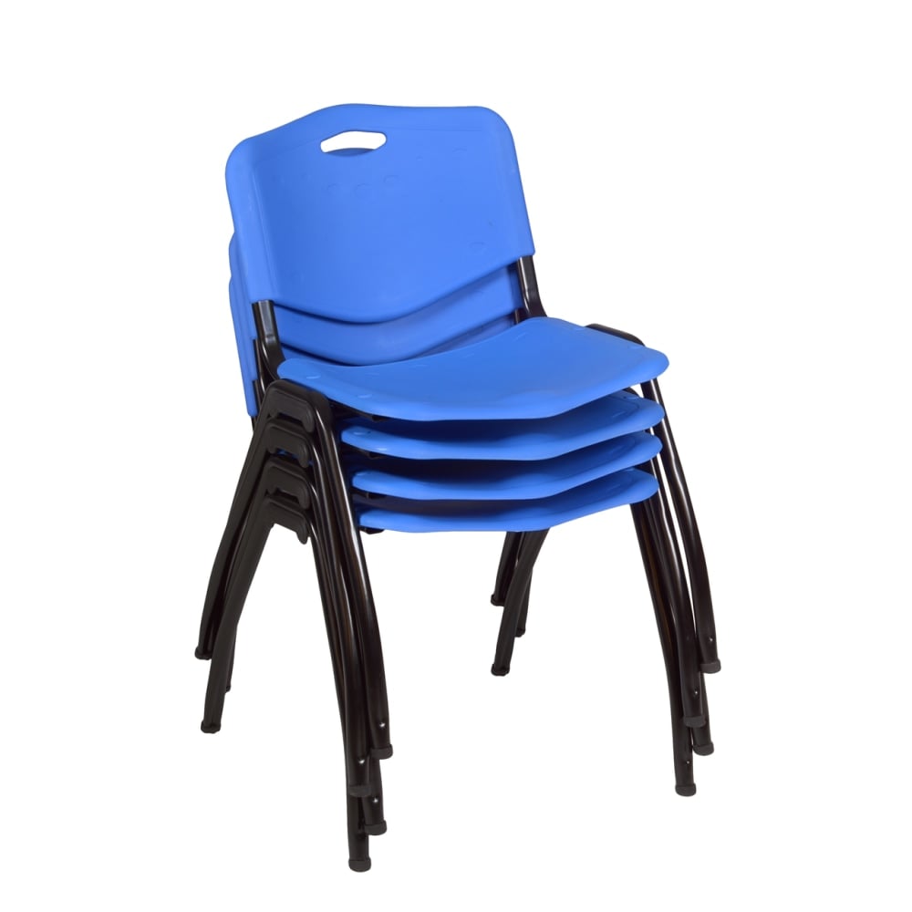 Regency M Breakroom Stacking Chairs, Chrome/Blue, Pack Of 4 Chairs MPN:4700BE4PK