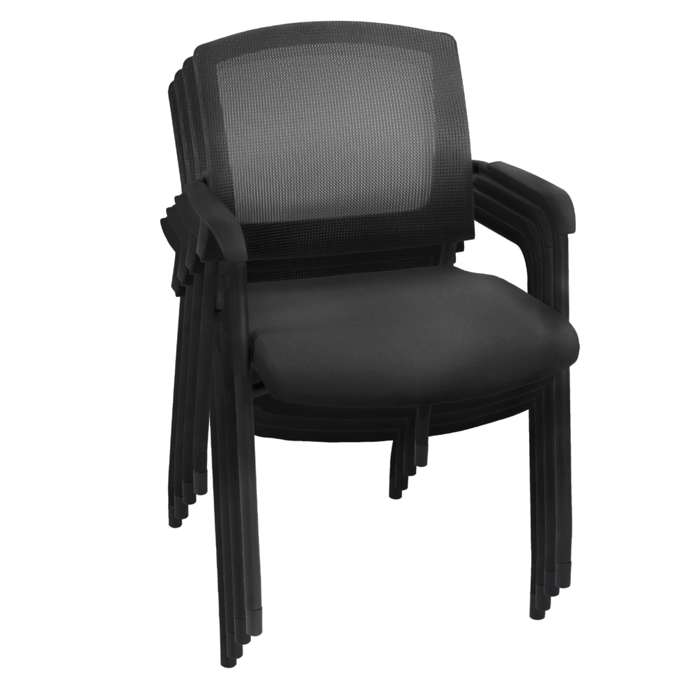 Regency Knight Mesh Stacking Chairs, Black, Pack Of 4 Chairs MPN:5675BK4PK