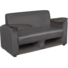 Regency Supernova Lounge Vinyl Tablet Arm Loveseat with Storage 56