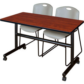 Regency® Kobe Training Nesting Table with 2 Zeng Gray Stack Chairs 48