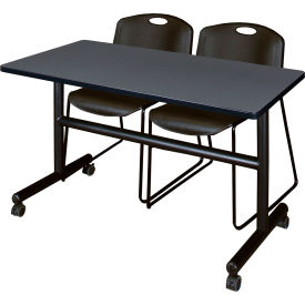Regency® Kobe Training Nesting Table with 2 Zeng Black Stack Chairs 48