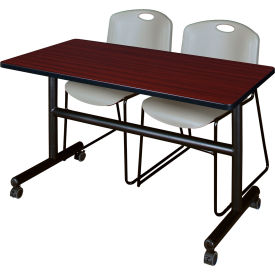 Regency® Kobe Training Nesting Table with 2 Zeng Gray Stack Chairs 48