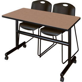 Regency® Kobe Training Nesting Table with 2 Zeng Black Stack Chairs 48