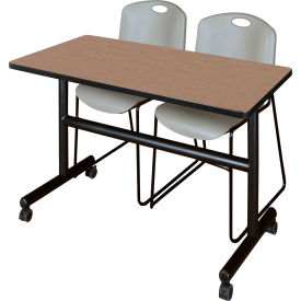 Regency® Kobe Training Nesting Table with 2 Zeng Gray Stack Chairs 48