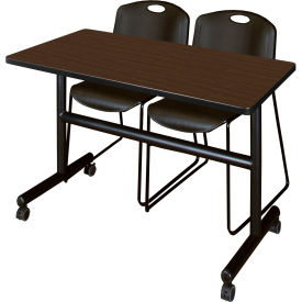 Regency® Kobe Training Nesting Table with 2 Zeng Black Stack Chairs 48