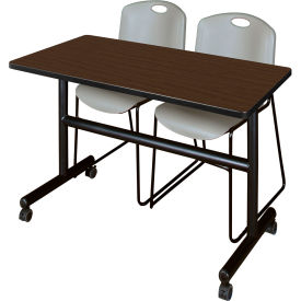 Regency® Kobe Training Nesting Table with 2 Zeng Gray Stack Chairs 48