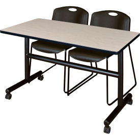 Regency® Kobe Training Nesting Table with 2 Zeng Black Stack Chairs 48
