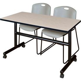 Regency® Kobe Training Nesting Table with 2 Zeng Gray Stack Chairs 48