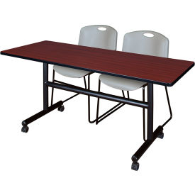 Regency® Kobe Training Nesting Table with 2 Zeng Gray Stack Chairs 60