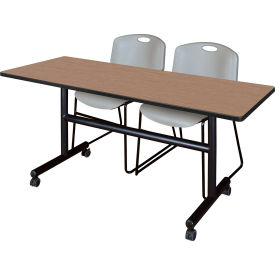 Regency® Kobe Training Nesting Table with 2 Zeng Gray Stack Chairs 60