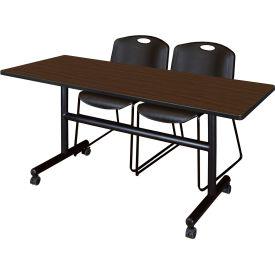 Regency® Kobe Training Nesting Table with 2 Zeng Black Stack Chairs 60