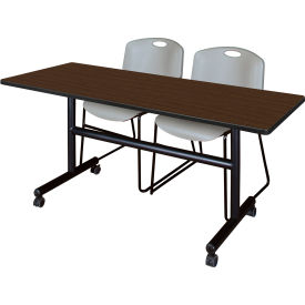 Regency® Kobe Training Nesting Table with 2 Zeng Gray Stack Chairs 60