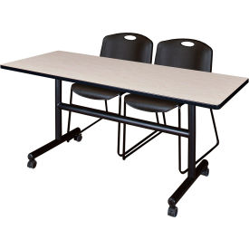 Regency® Kobe Training Nesting Table with 2 Zeng Black Stack Chairs 60