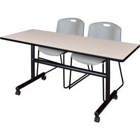 Regency® Kobe Training Nesting Table with 2 Zeng Gray Stack Chairs 60
